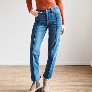 NWT High waisted jeans with distressed bottoms